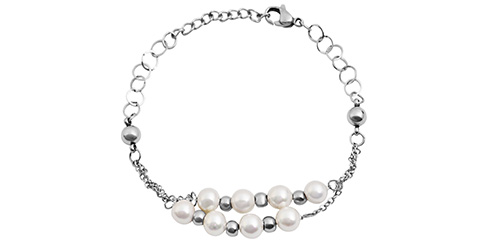 Pulseira em corrente com pérolas Akzent