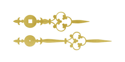 Par de ponteiros em latão dourado para relógio Moré