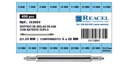 Sortido molas de asa batente duplo latão - 1.3 mm - 400 peças