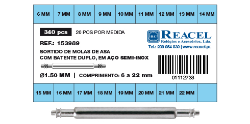 Sortido molas de asa batente duplo semi-inox - 1.5 mm - 340 peças