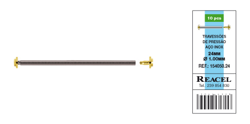 Travessão pressão aço inox - 1.00 mm - 24 mm