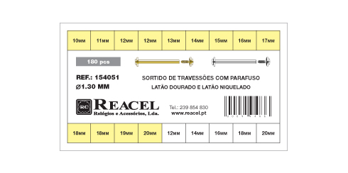 Sortido travessões parafuso - 2 cores - 1.30 mm - 180 peças