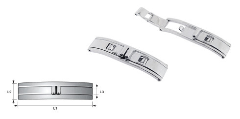 Fecho borboleta aço para braceletes aço - 35 x 8 x 5 mm