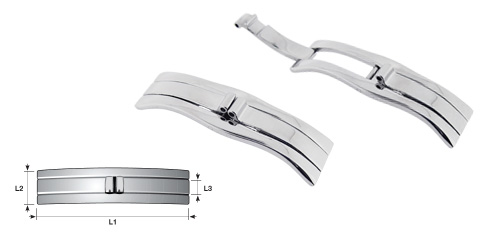 Fecho borboleta aço para braceletes aço - 39 x 10 x 3.5 mm
