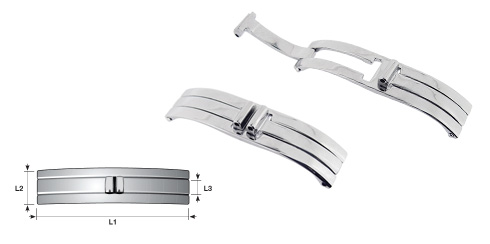 Fecho borboleta aço para braceletes aço - 38 x 9 x 3 mm