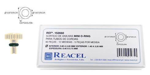 Sortido calibrado anilhas mini o-ring para coroas - 60 peças