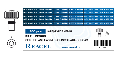 Sortido anilhas microring para canhões de coroas - 300 peças