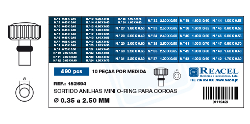 Sortido anilhas mini o-ring para canhões de coroas - 490 peças