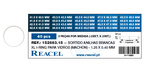 Sortido anilhas brancas XL I-RING para vidros - 40 peças