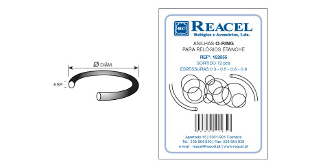 Sortido de anilhas o-ring para tampas de relógios - 72 peças