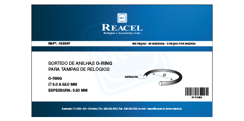 Sortido calibrado anilhas O-ring para tampas - 495 peças