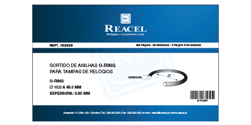 Sortido calibrado anilhas O-ring para tampas - 480 peças