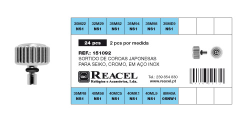 Sortido coroas japonesas inox para SEIKO - 24 peças