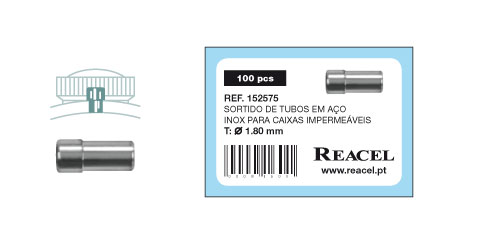 Sortido tubos inox para caixas impermeáveis - 1.80 mm - 100 peças