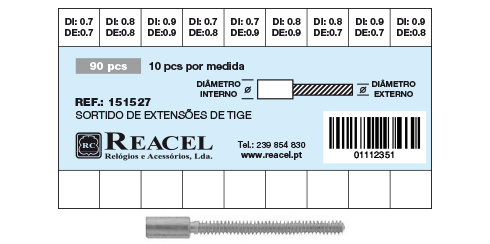 Sortido de extensões de tige - 9 medidas - 90 peças