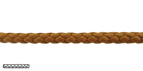 Cordão conhaque de pele entrançada - 3 mm x 1m
