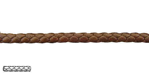 Cordão castanho de pele entrançada - 4 mm x 1m