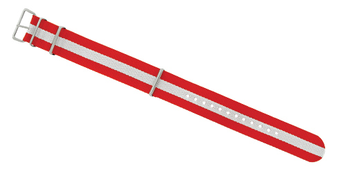 Bracelete nato vermelho e branco - 22 mm Reacel