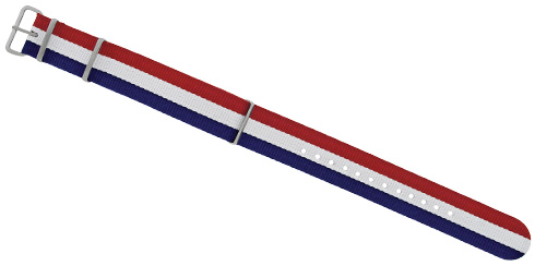 Bracelete nato azul, branco e vermelho - 20 mm Reacel