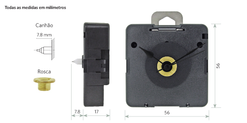 Movimento quartz de parede - Canhão mini