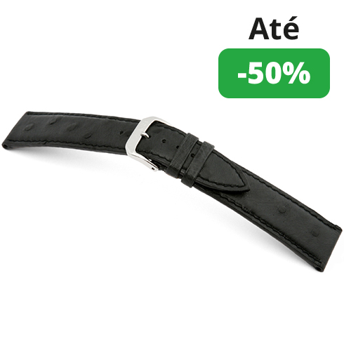 Bracelete Avestruz genuína – Preto Rios