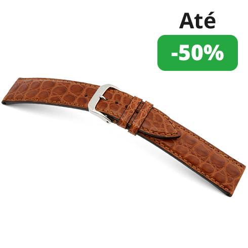 Bracelete Flanco de jacaré genuíno - Castanho claro Rios