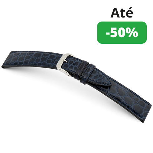 Bracelete Flanco de jacaré genuíno - Azul marinho Rios