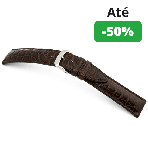 Bracelete Flanco de jacaré genuíno – Castanho Rios