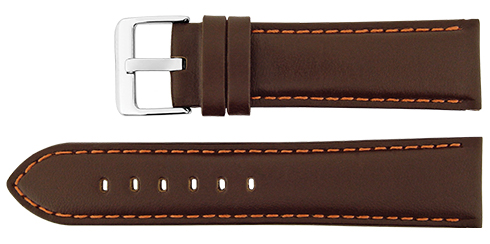 Bracelete Calfe - Castanho - Costura a laranja Reacel
