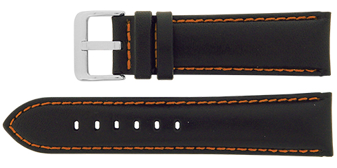 Bracelete Calfe - Preto - costura a laranja Reacel