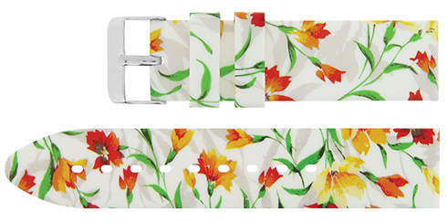 Bracelete - Branco flores vermelhas  Reacel