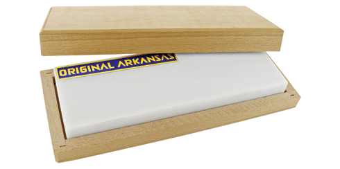 Pedra Arkansas em caixa de madeira - 150 x 50 x 10 mm