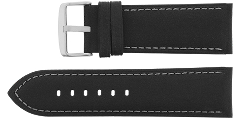 Bracelete Calfe - Preto - 26 mm - Costura cinza claro Reacel