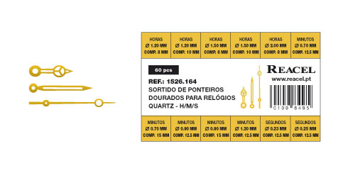 Sortido de ponteiros dourados luminoso (H/M/S) - 60 peças