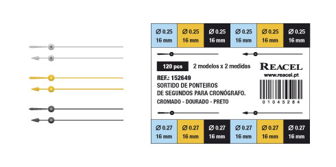 Sortido ponteiros de segundos para cronógrafo - 120 peças