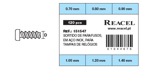 Sortido de parafusos para tampas de relógios - 120 peças