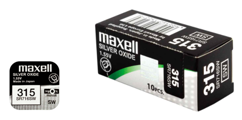 Pilha maxell 315 / SR716SW  - 1.55V Botão óxido de prata
