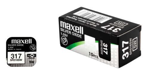 Pilha maxell 317 / SR516SW  - 1.55V Botão óxido de prata