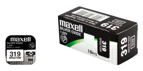 Pilha maxell 319 / SR527SW  - 1.55V Botão óxido de prata