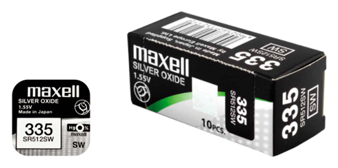 Pilha maxell 335 / SR512SW  - 1.55V Botão óxido de prata
