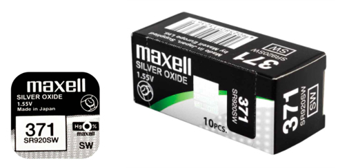 Pilha maxell 371 / SR920SW  - 1.55V Botão óxido de prata