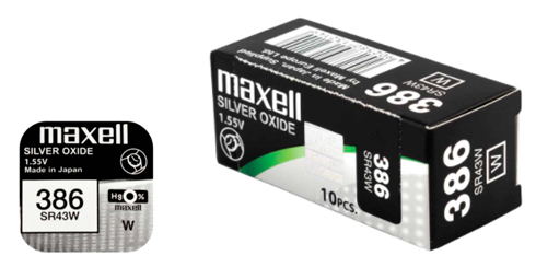 Pilha maxell 386 / SR43W  - 1.55V Botão óxido de prata
