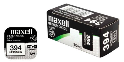 Pilha maxell 394 / SR936SW  - 1.55V Botão óxido de prata