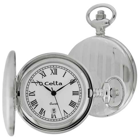 Relógio de bolso quartz Celta com tampa e calendário