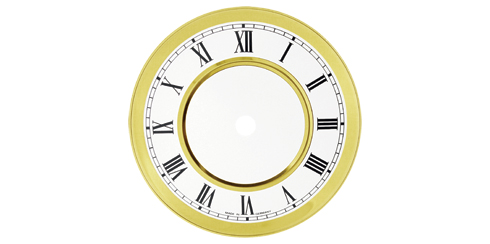 Mostrador em alumínio dourado números romanos - 125 a 150 mm