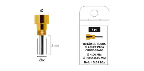 Botões rosca plaquet cronógrafo canhão 5.00 mm - várias medidas