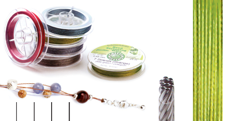 Bobine de fio em aço inox verde claro com cobertura de nylon - 25m