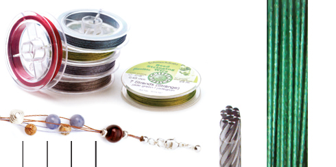 Bobine de fio em aço inox verde escuro com cobertura de nylon - 25m