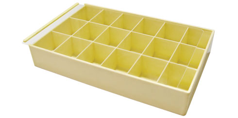 Caixa em plástico com 18 divisões - 265 x 170 x 43 mm