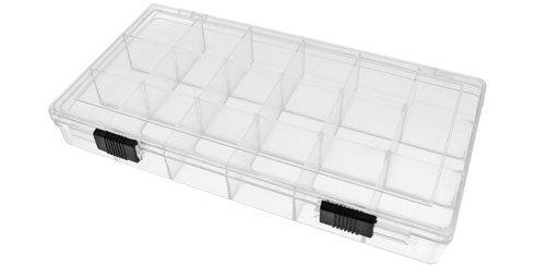 Caixa em plástico com 18 divisões - 207 x 107 x 30 mm
